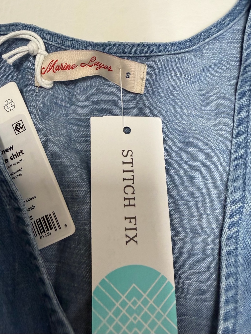 Marine Layer Light Blue Button-Front V-Neck Mini Dress Sz S NWT - Picture 7 of 14